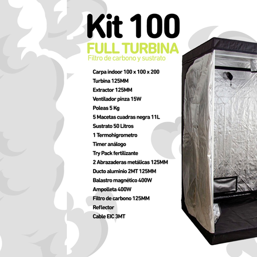 kit indoor 100 full sustrato y filtro carbon